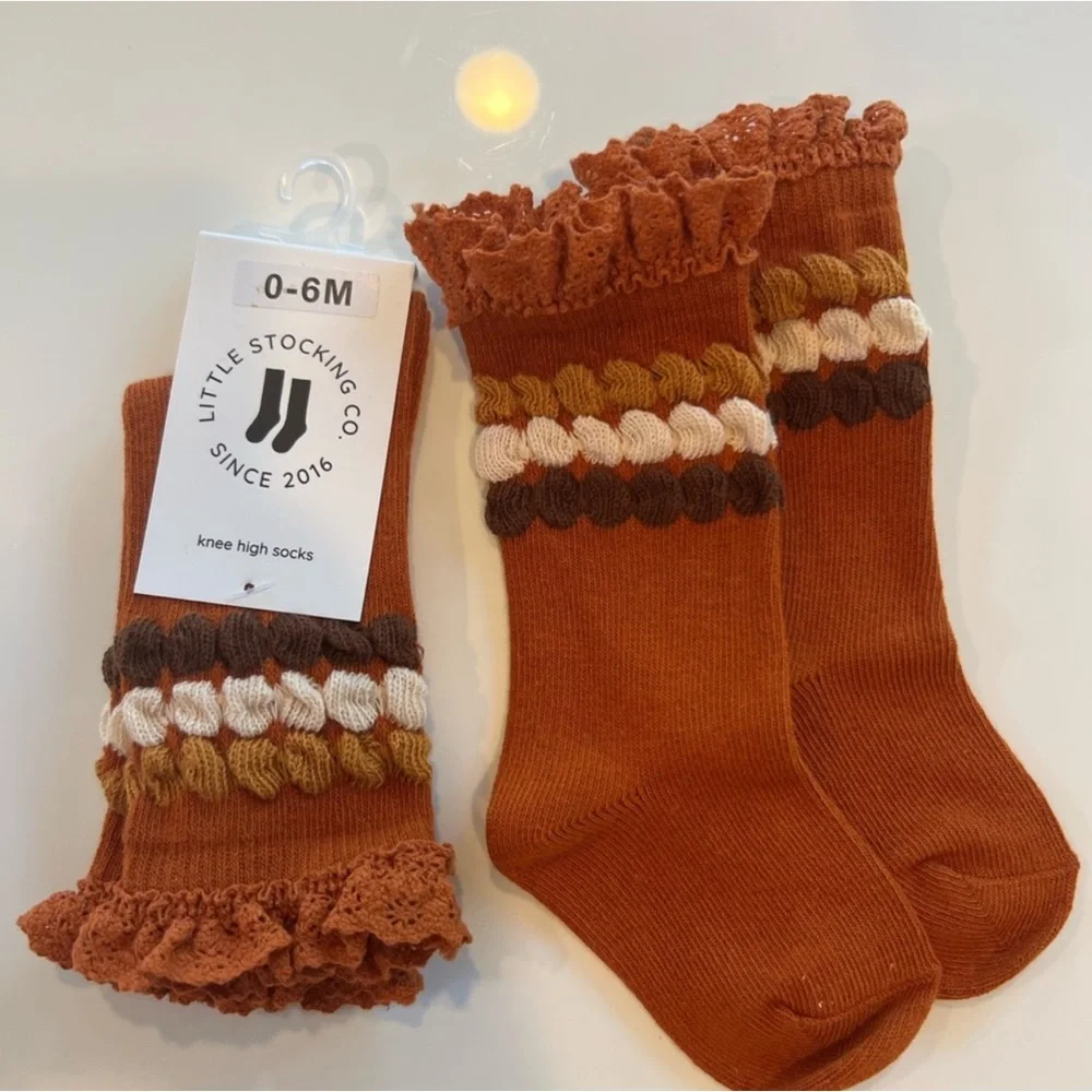 New! Amber/rustic color  Knee High Socks for Kids 0-6m set of two